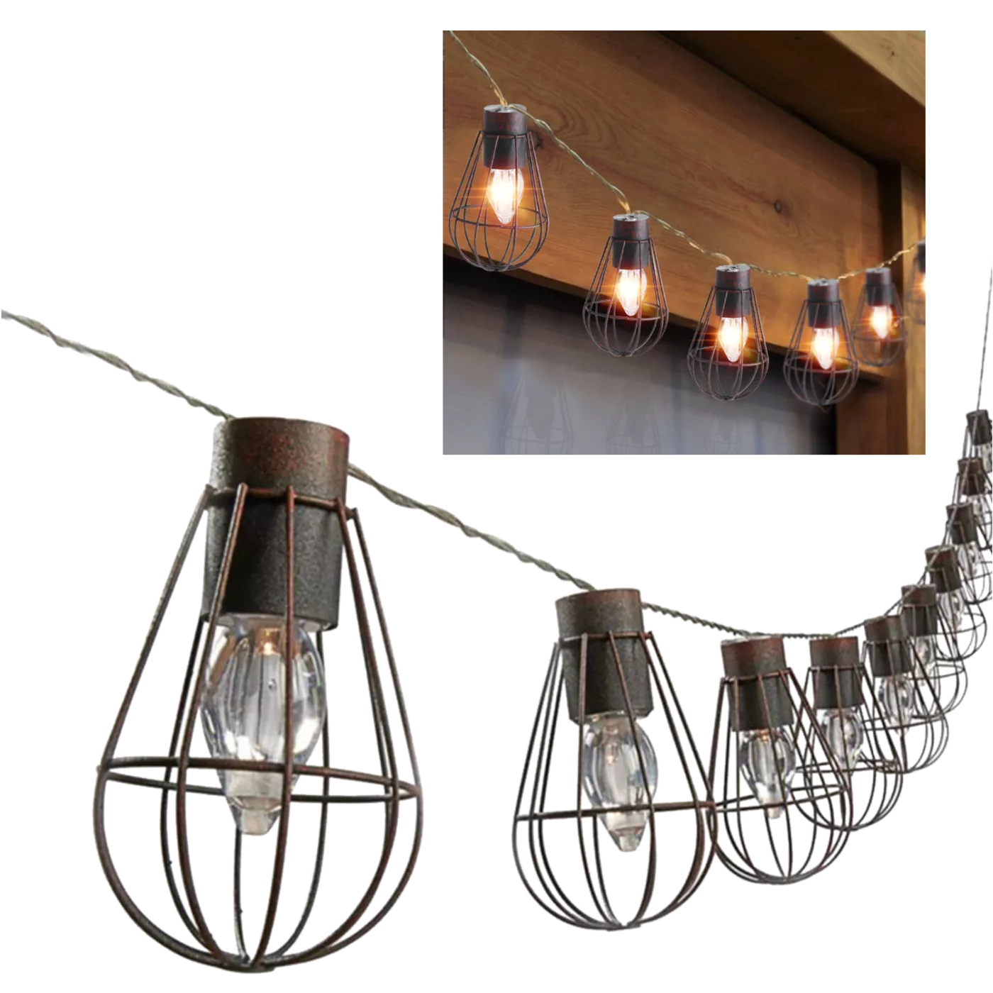Solární girlanda zahradní loft 3,8 m, 10 LED, teplá bílá
