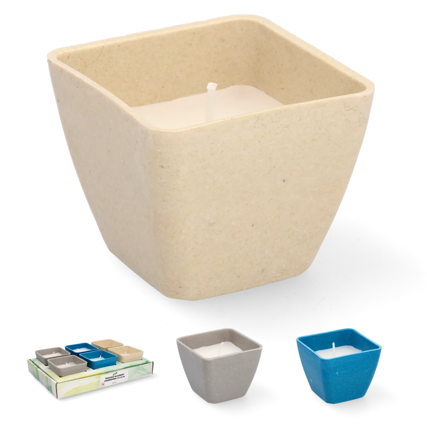 Dekorativní svíčka s citronellou čtvercová 7,5 x 6 cm proti komárům