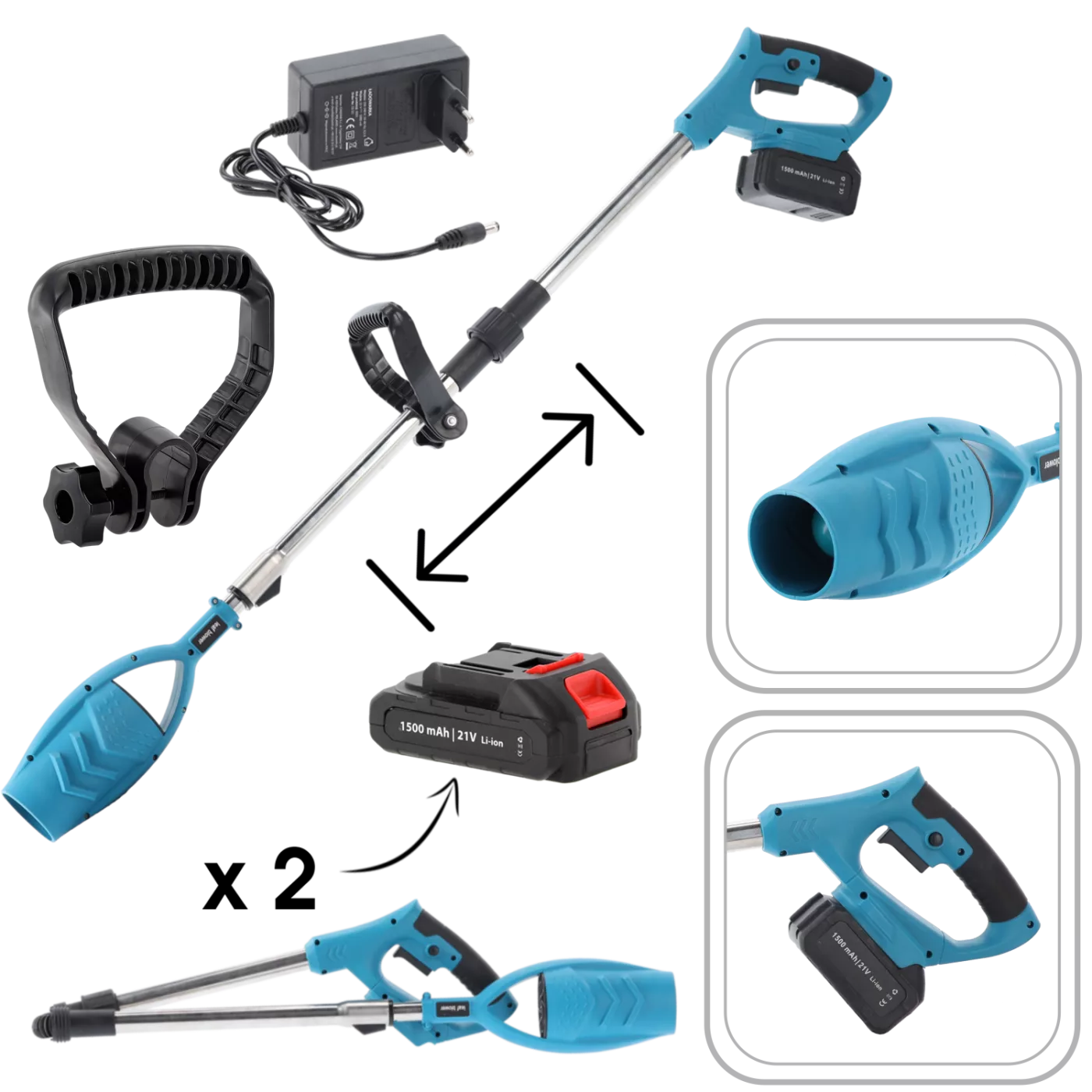 Akumulátorový dmuchač listí 380 W 21 V