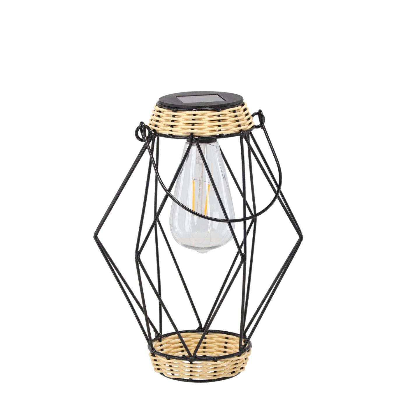 Solární lampion kovový černý 22 cm s LED