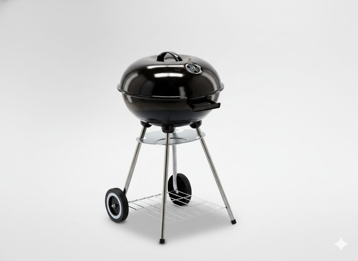 Grill uhelný kulovitý s pokrývkou a kolečky 46 x 44 x 71 cm