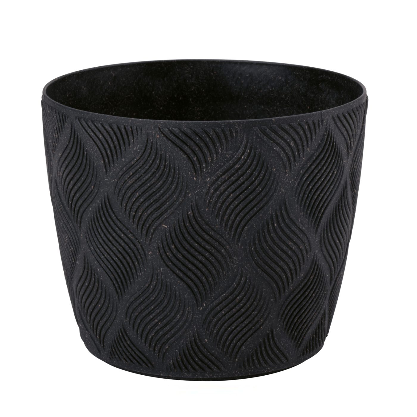 Květináč Flow Petit Eco Wood 230 mm hlubký černý