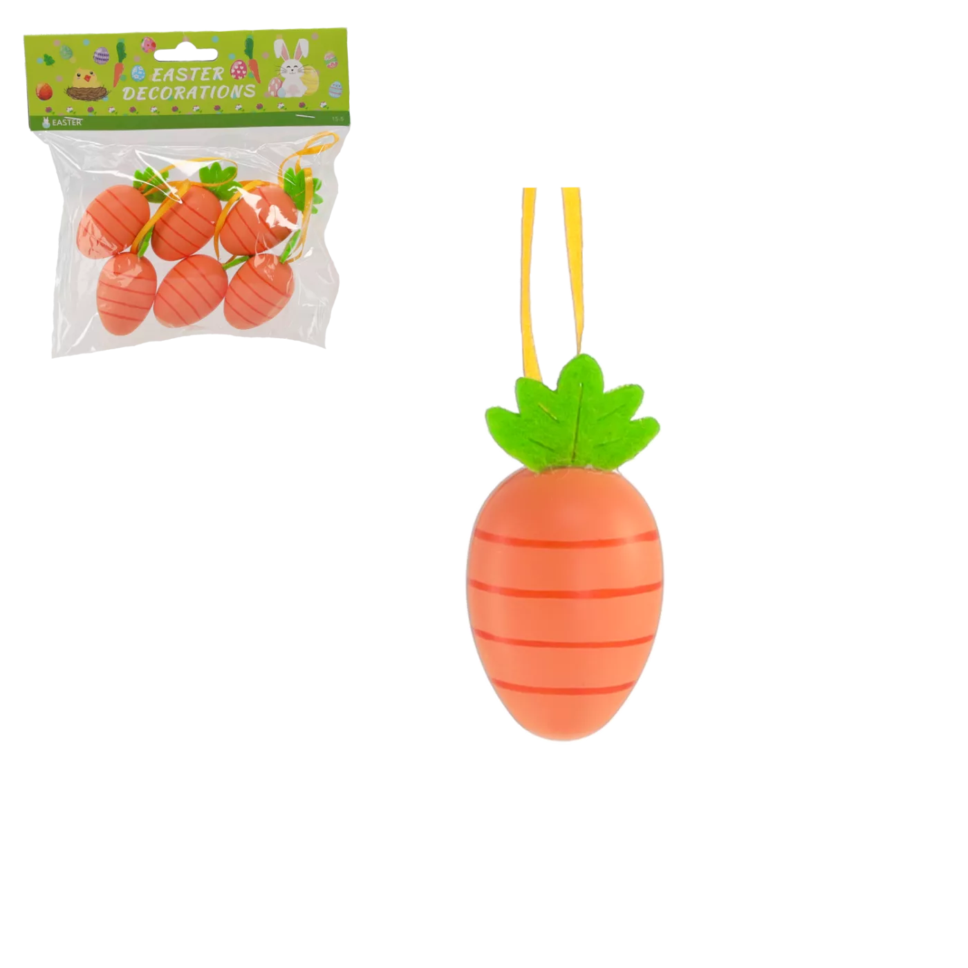 Sada 6 dekorativních mrkví s háčkem 3 x 4 cm