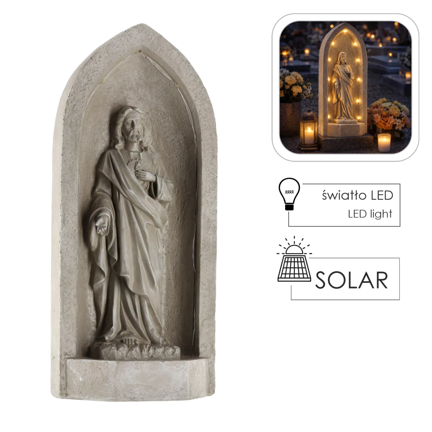 Figura Ježíš v kapličce s LED osvětlením 22,5 x 20 x 51,5 cm