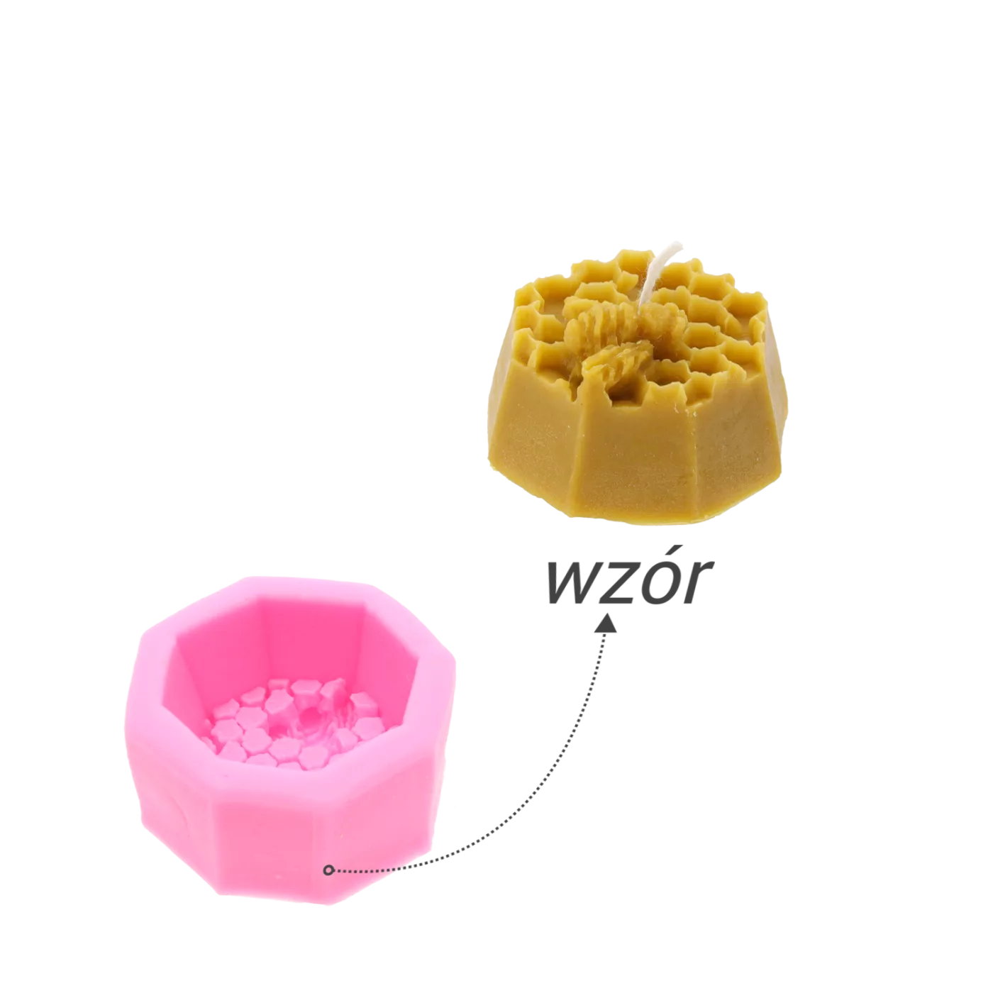 Silikonová forma na svíčky s motivem plástve a včelou 7,7 x 7,7 x 3,7 cm