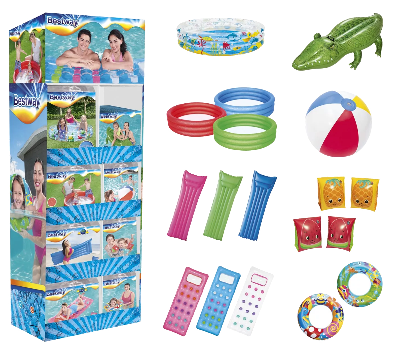 Stand Box Bestway - sada nafukovacích hraček a bazénů