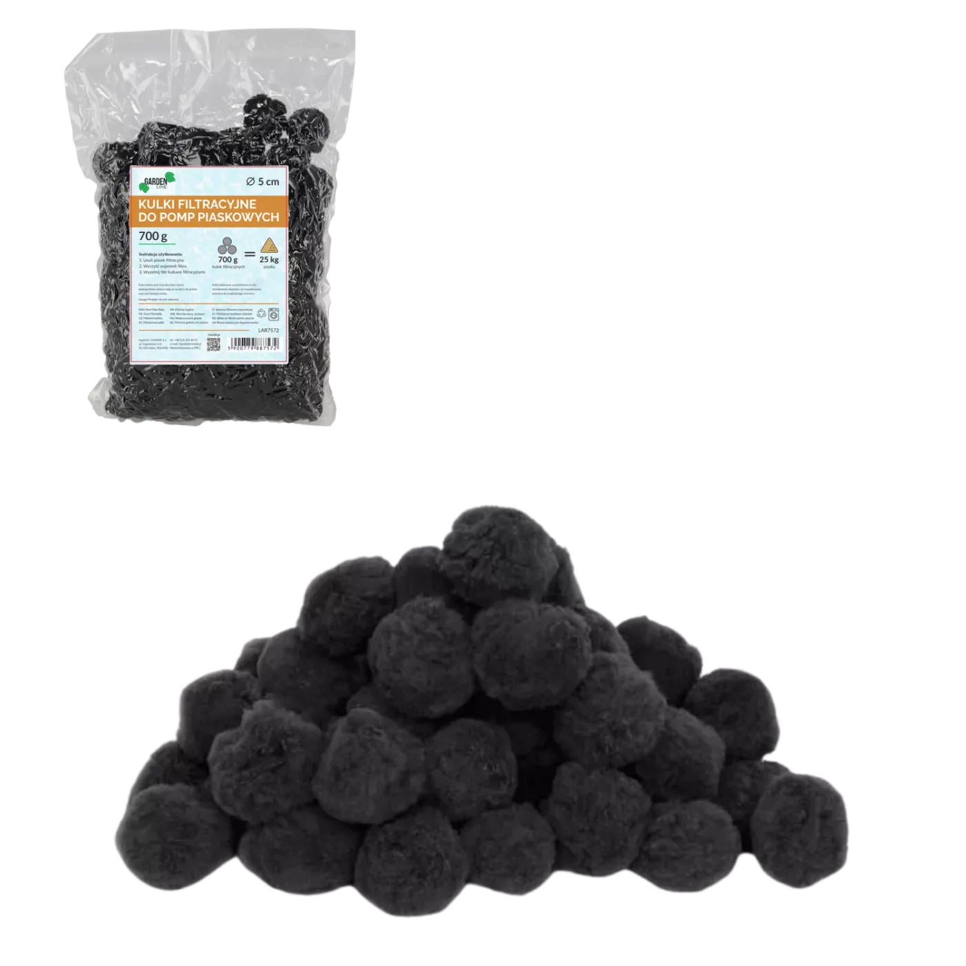 Filtrační kuličky černé 5 cm do pískofiltrů 700 g