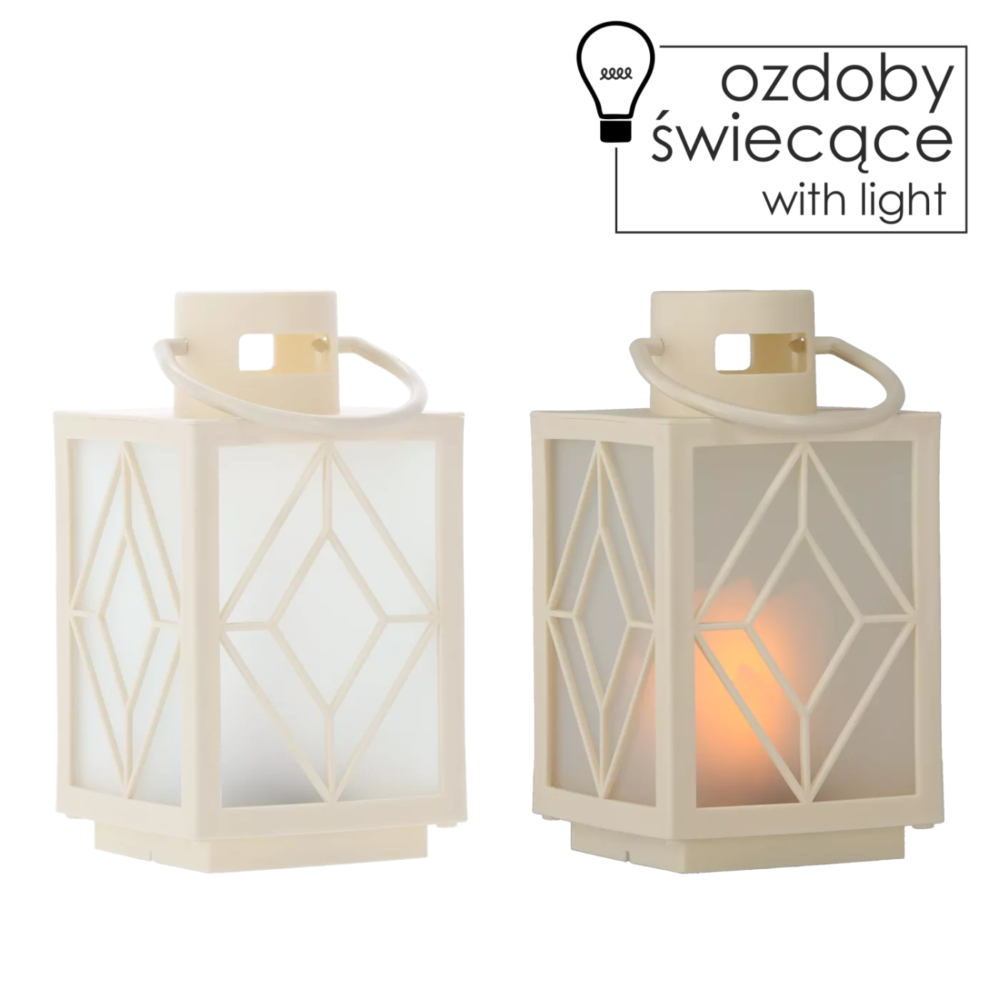 Vánoční lampion s LED vložkou 11 x 11 x 20,5 cm bílý