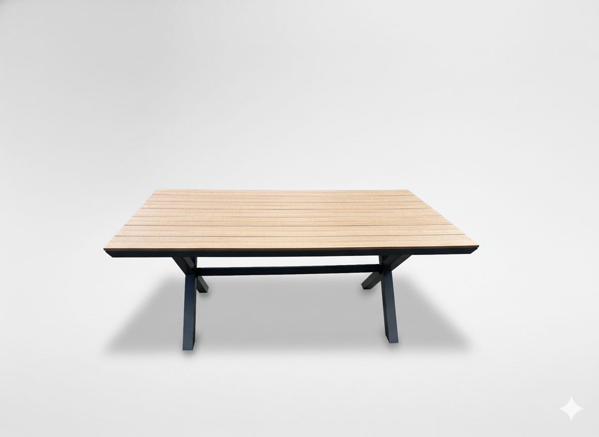 Zahradní stůl hliníkový s deskou z polywoodu 180 x 100 x 75 cm tmavě šedý