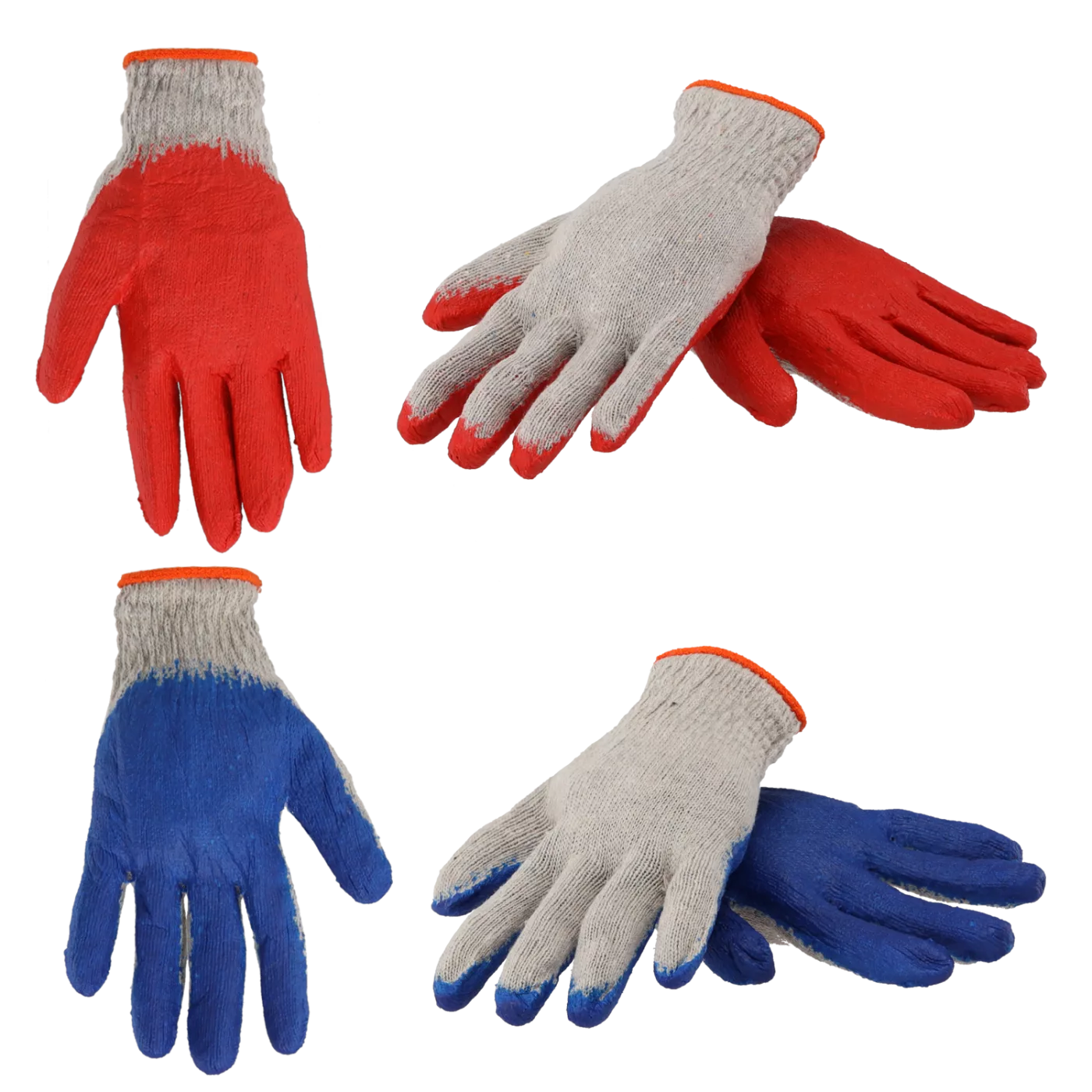 Sada 10 párů ochranných rukavic „Vampírky“ pletené červené/modré s latexem, velikost 8