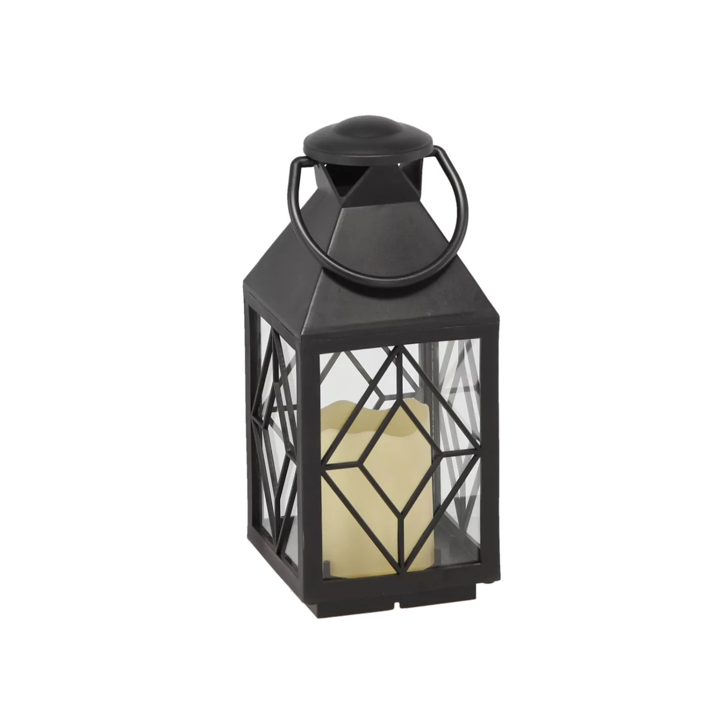 Vánoční lampion s LED vložkou černý 11 x 11 x 26,5 cm