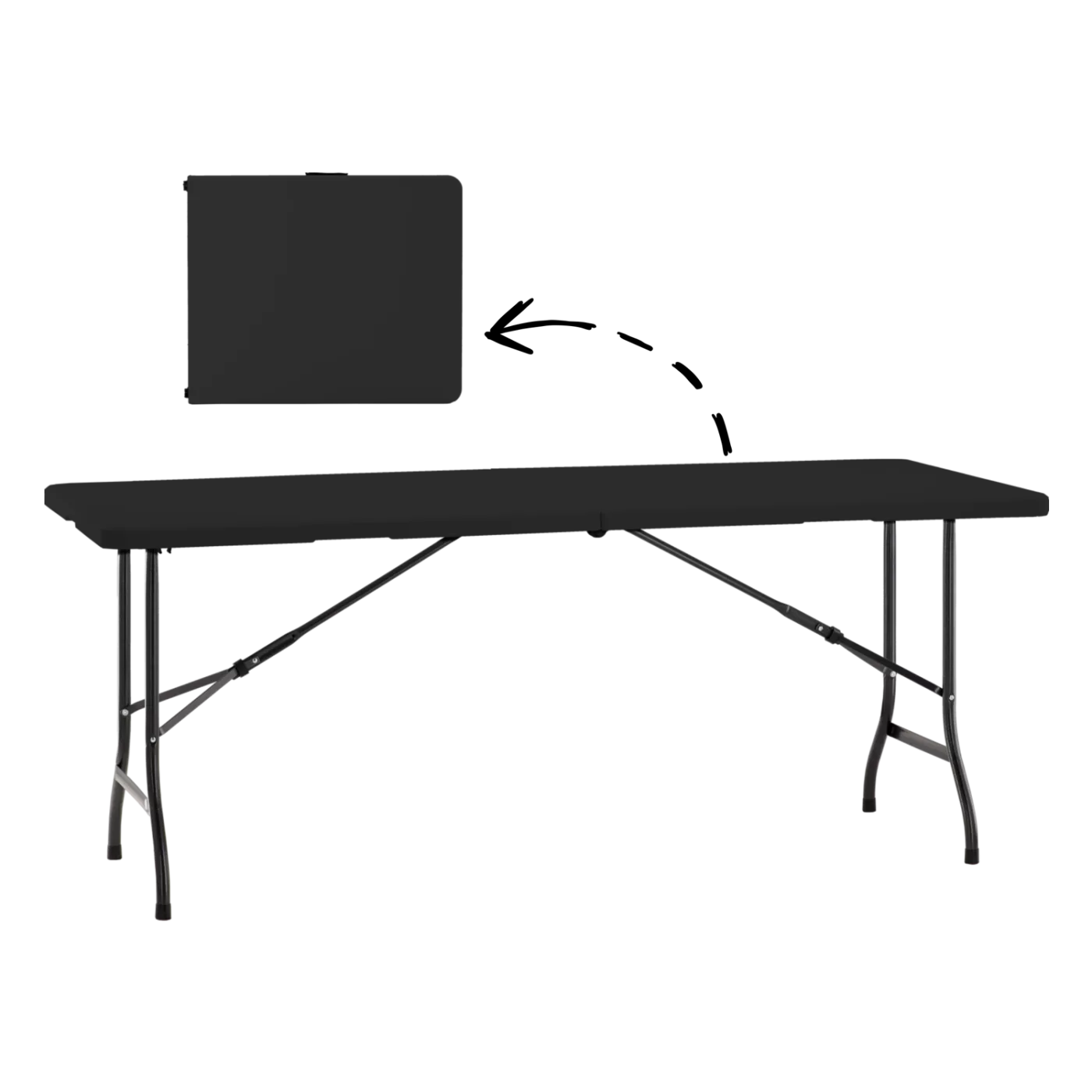 Skládací kempingový stůl černý 180 × 70 × 74 cm