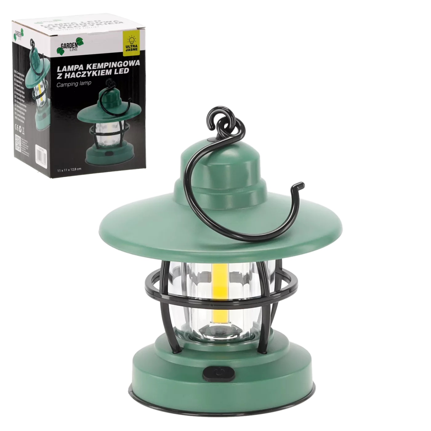 Kempingová lampa s háčkem LED 11 x 11 x 12,8 cm