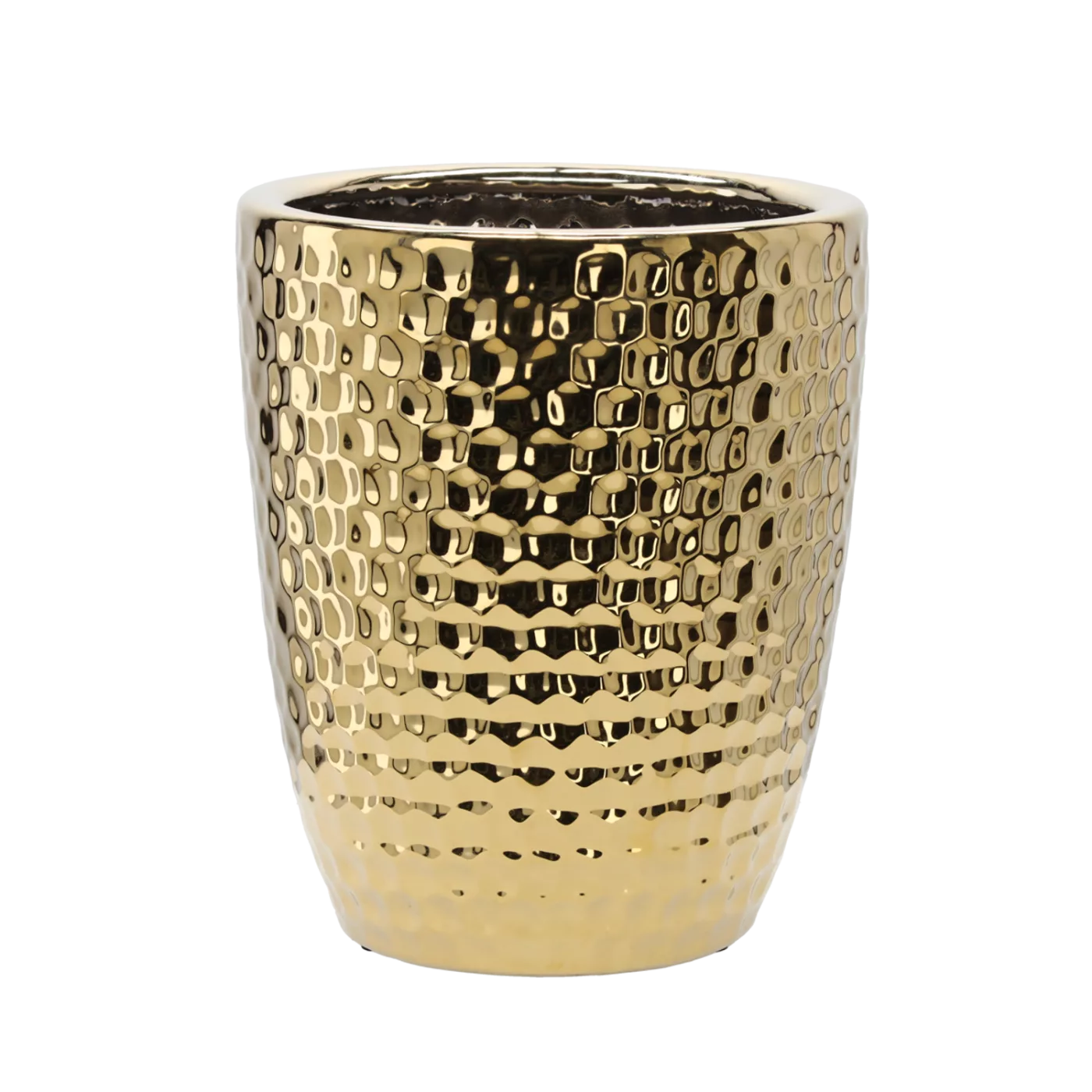Obal na květináč keramický 31,5 x 31,5 x 38,5 cm zlatý se vzorem