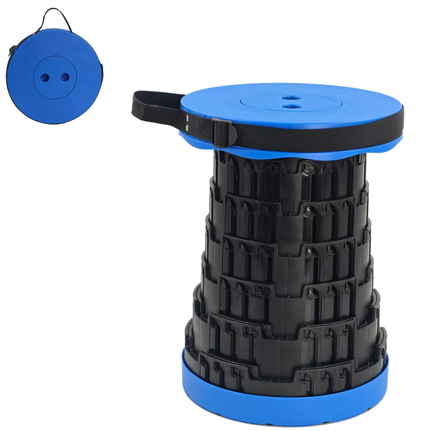 Skládací teleskopické křeslo modré 7–45 cm