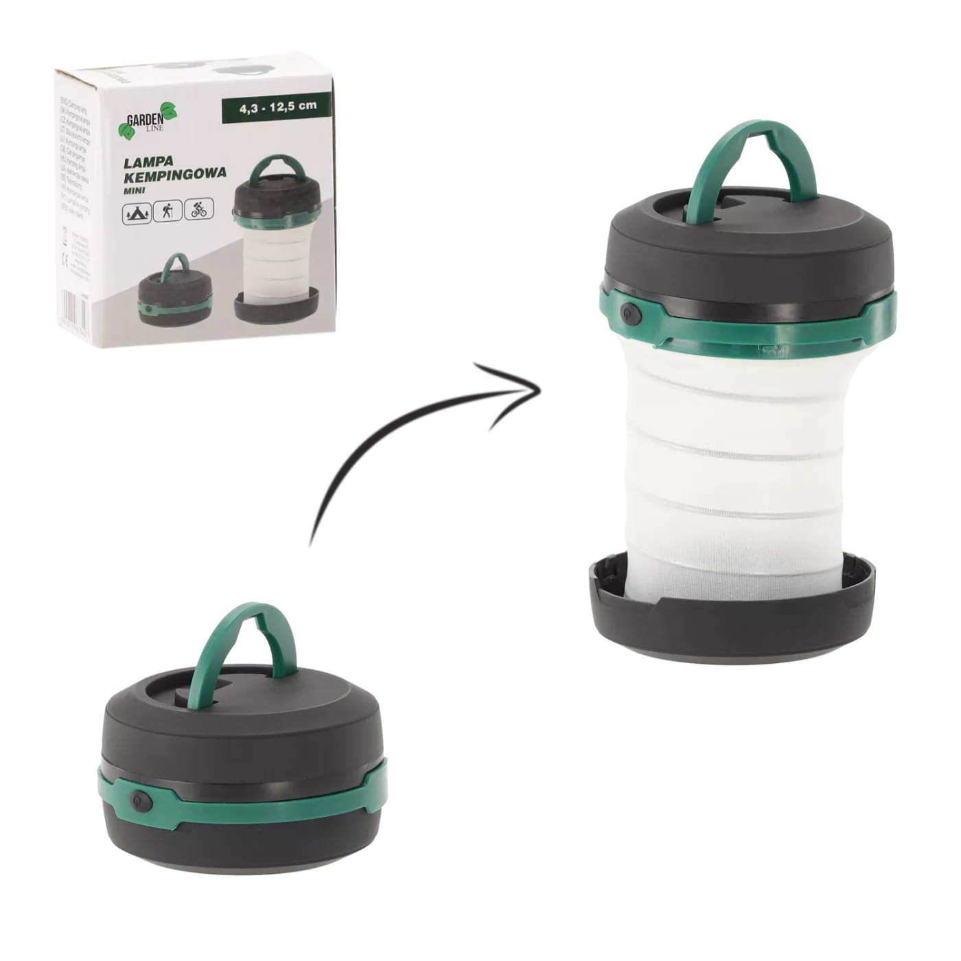 Kempingová lampička mini 4,3–12,5 cm