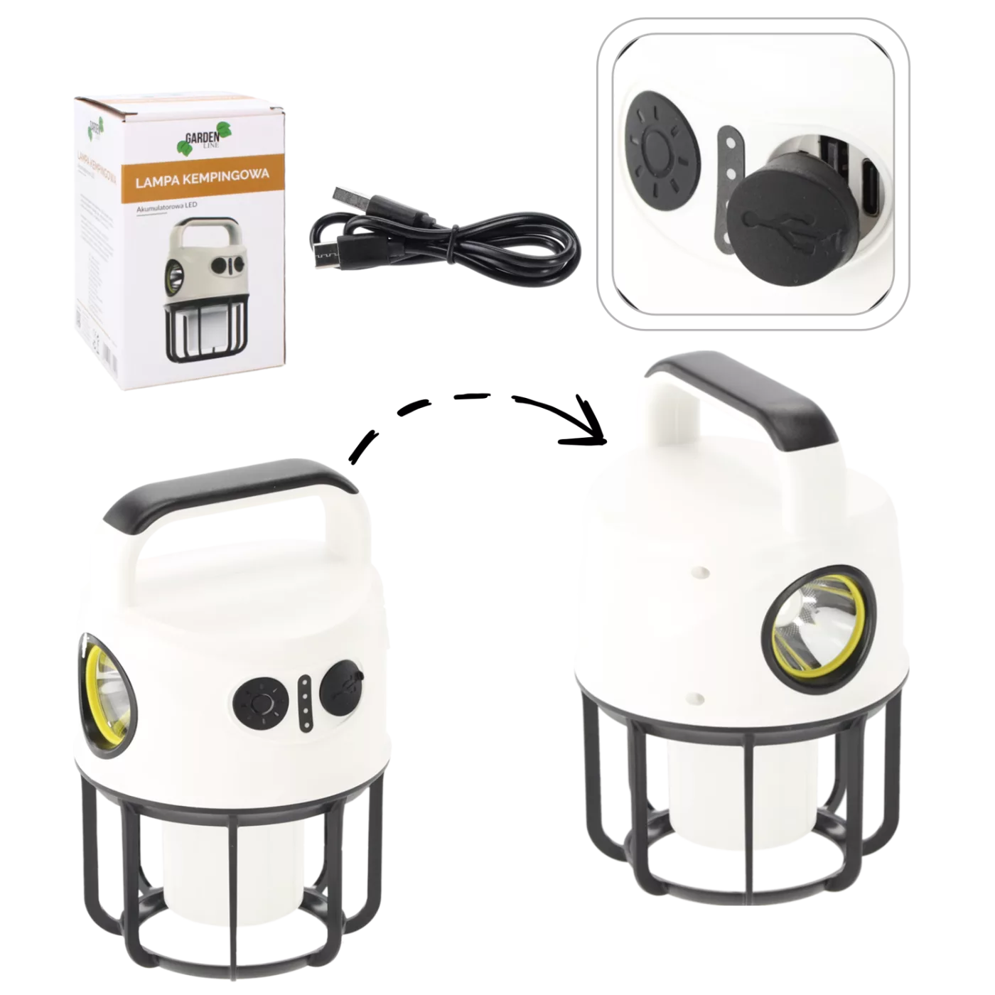 Kempingová lampa s akumulátorem LED
