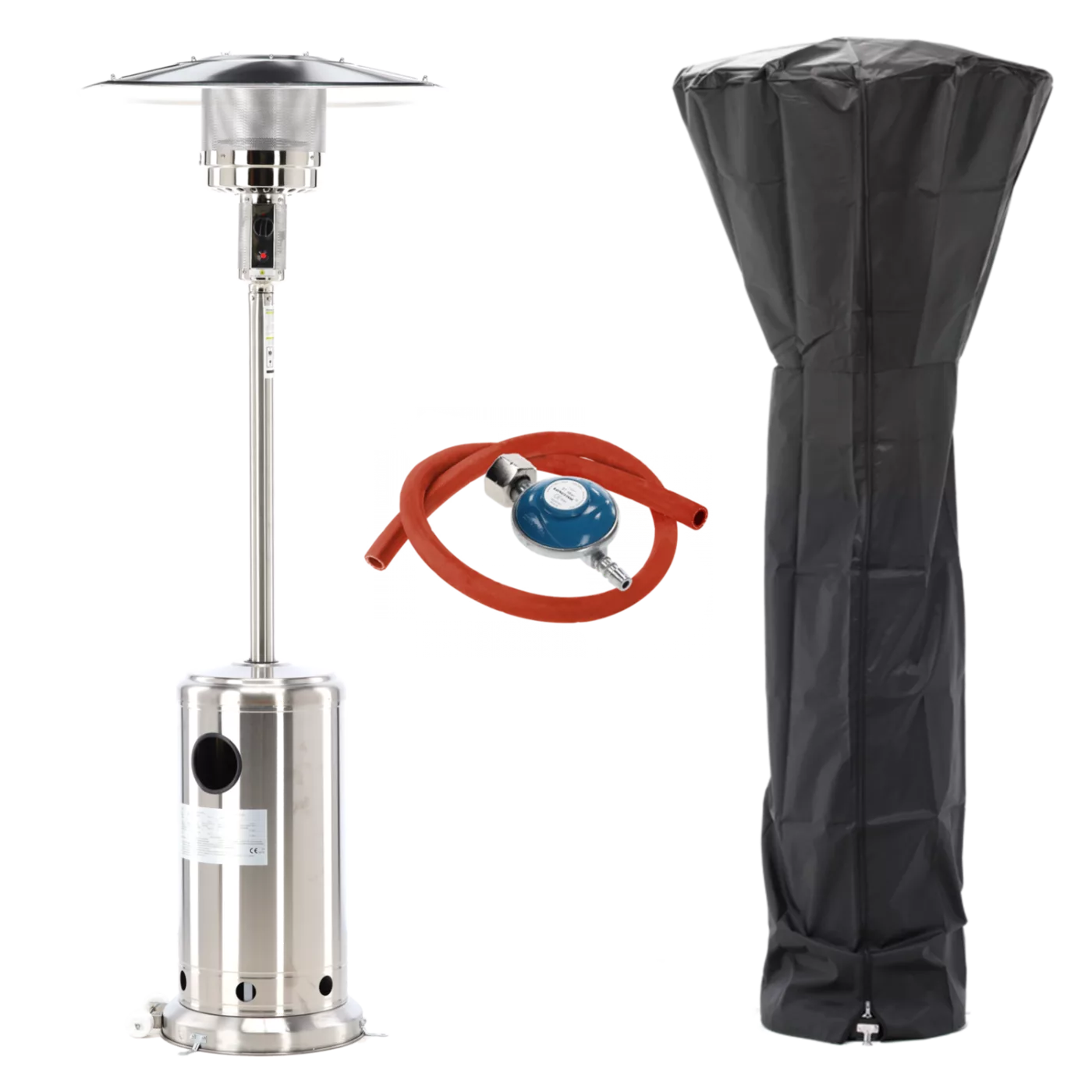 Plynový zahradní slunečník s nerezovou oceli 221 cm