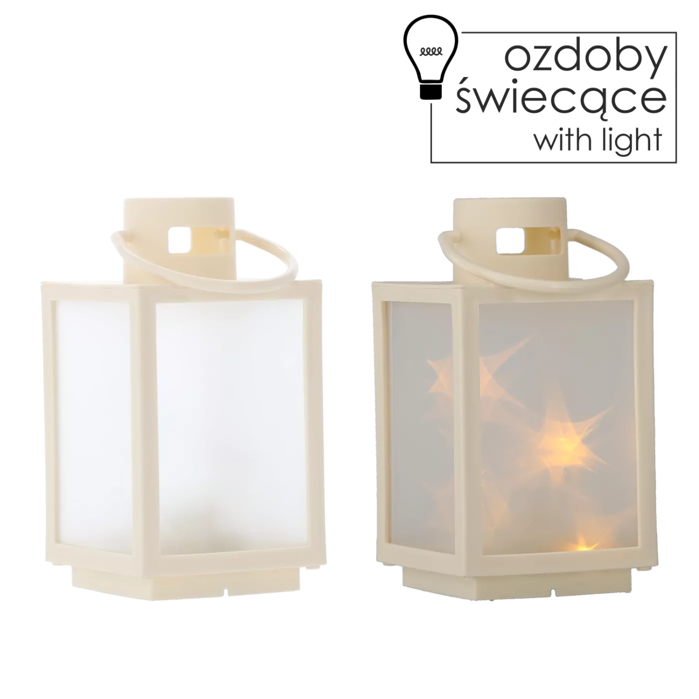 Vánoční lampion 11 x 11 x 20,5 cm s LED vložkou a efektem 3D bílý