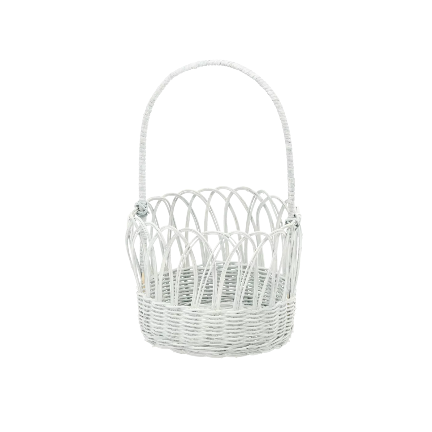 Ratanový koš 20 x 16/35 cm s rukojetí – modro-šedý s bělícím efektem