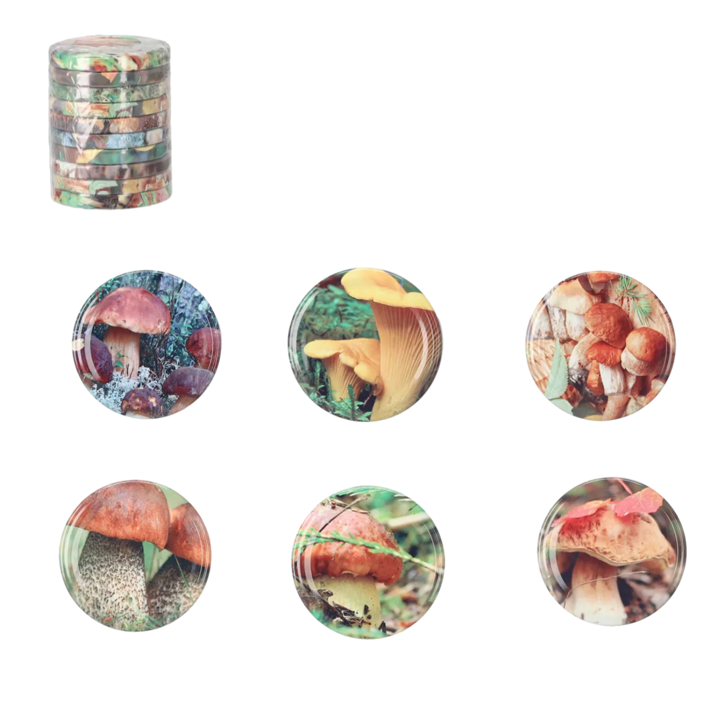 Sada 10 uzavíracích víček průměr 66 mm mix motivů hub
