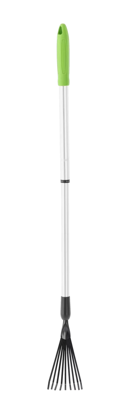 Dvoustranné zahradní hrábě s teleskopickou rukojetí 77,5-112 cm