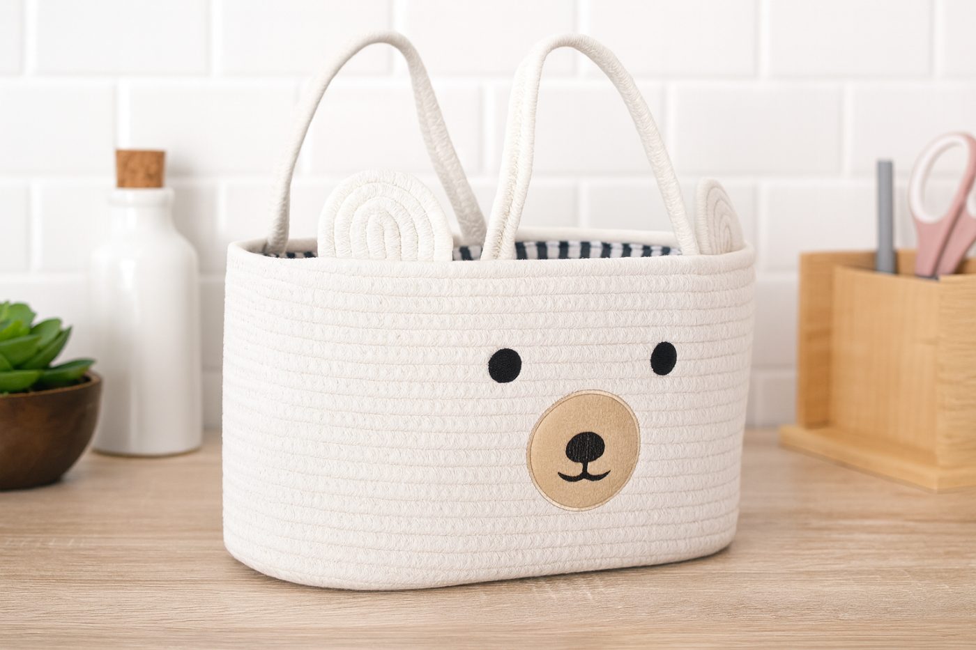 Organizér zvířátek s úchyty 35 x 25 x 21 cm bílý velikost L