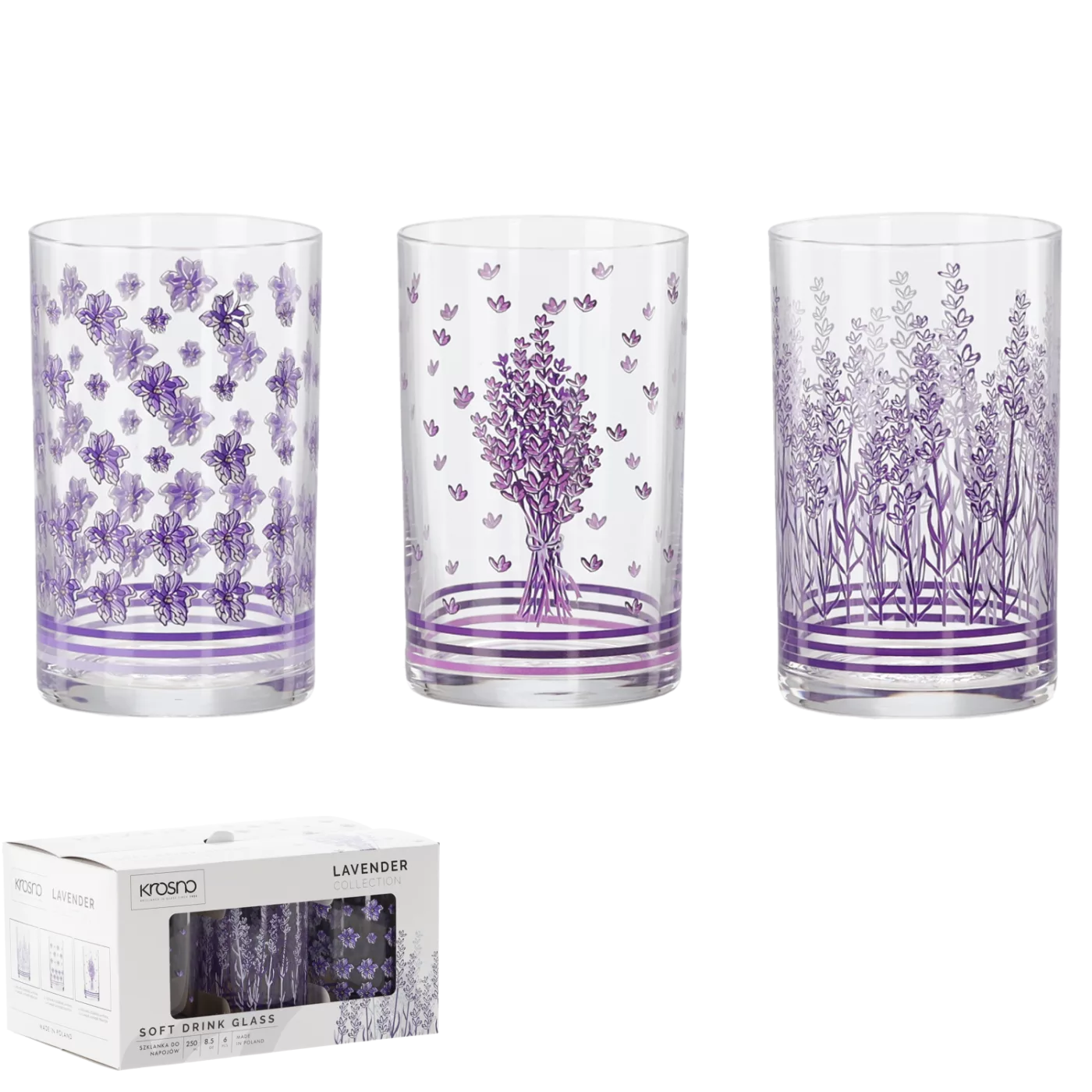 Sada 6 sklenic Lavender Collection 250 ml