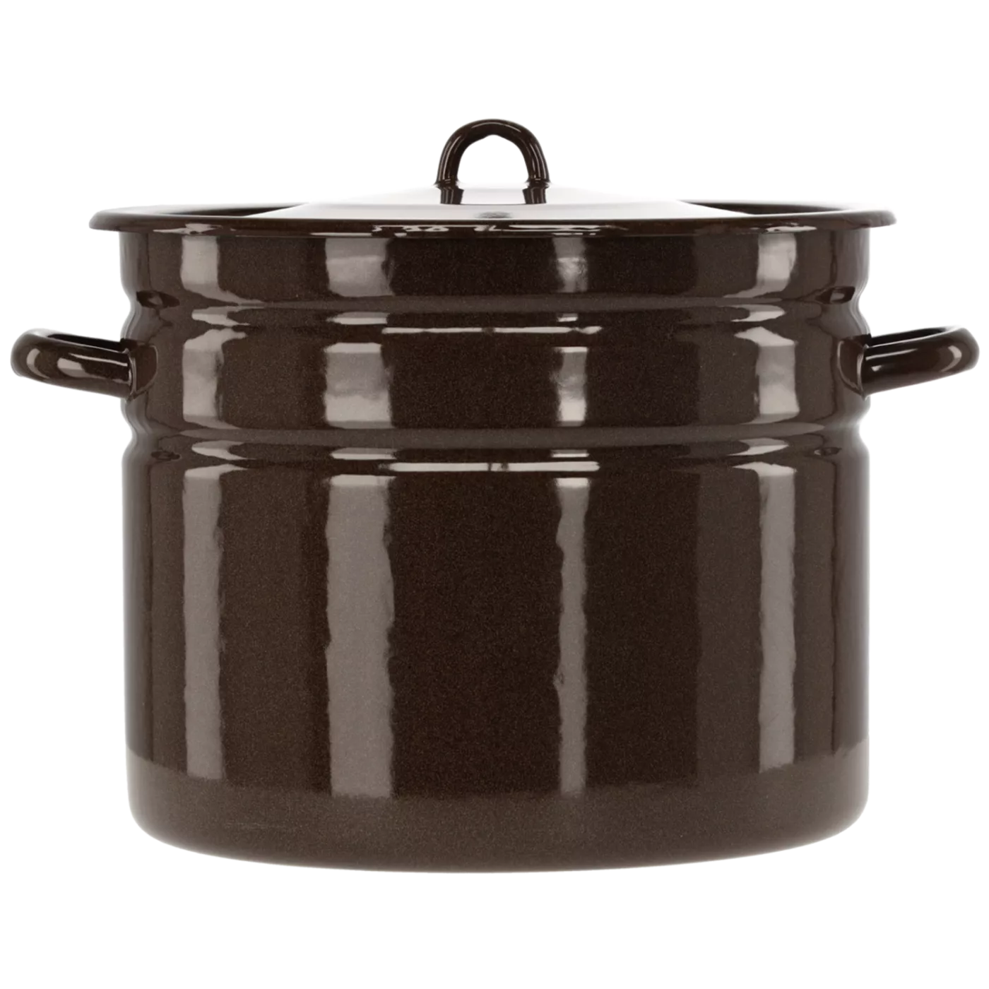 Smaltovaný hrnec přímý 20 l 32 cm hnědý s pokličkou
