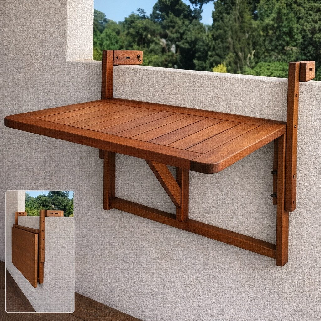 Stůl na balkón dřevěný sklápěcí IDA 60x45 cm