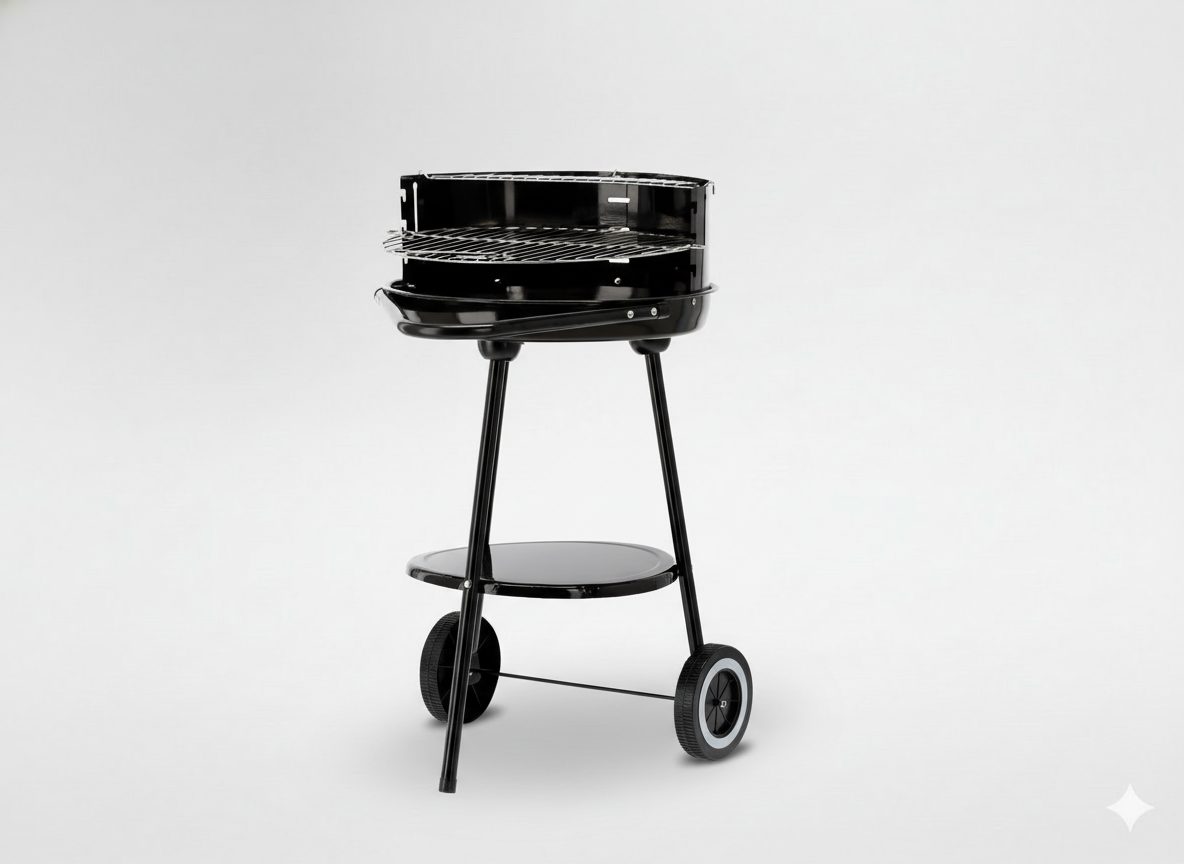Grill uhlový jednoduchý s kolečky 58 x 44 x 72 cm