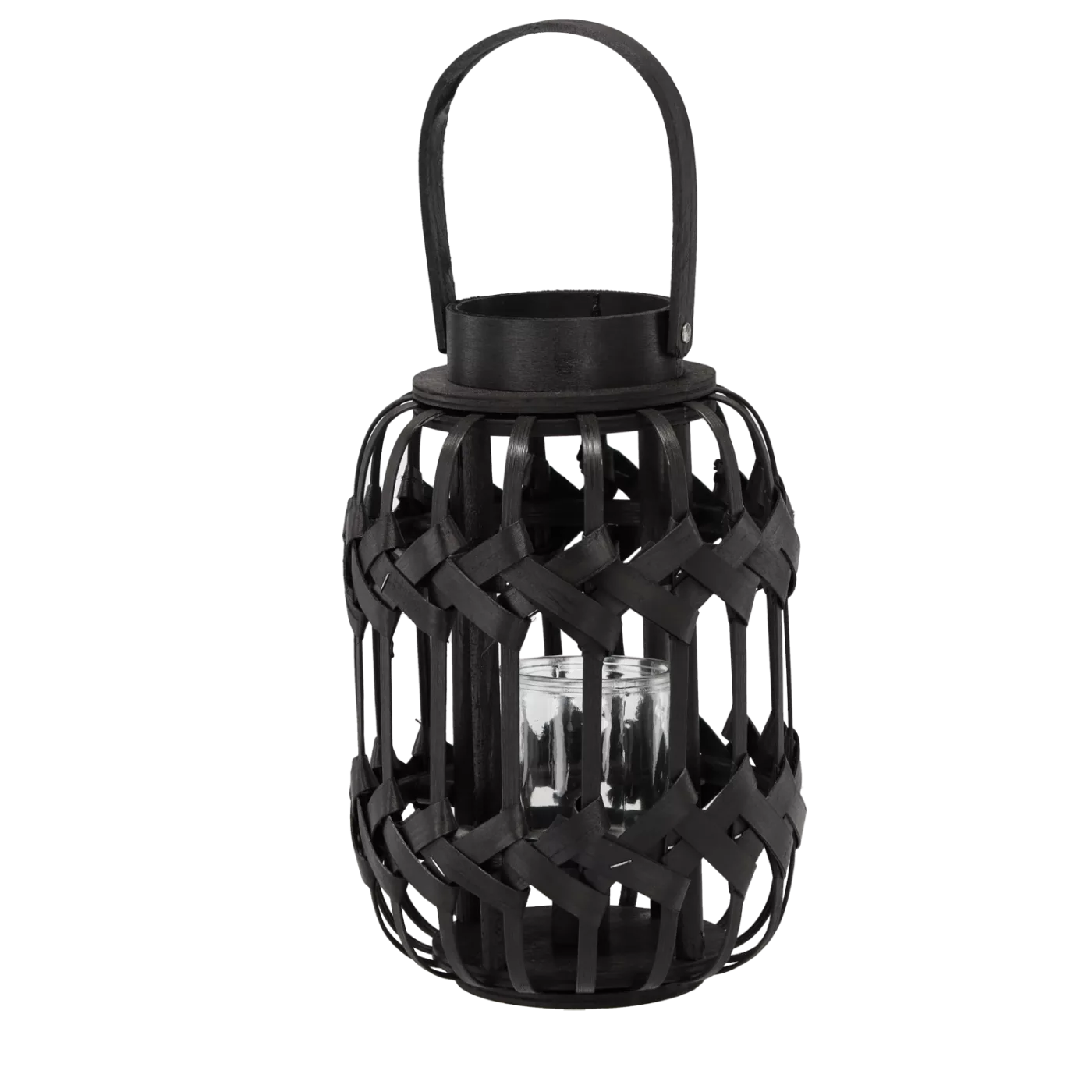 Lampion černý výška 30/43 cm se skleněnou vložkou