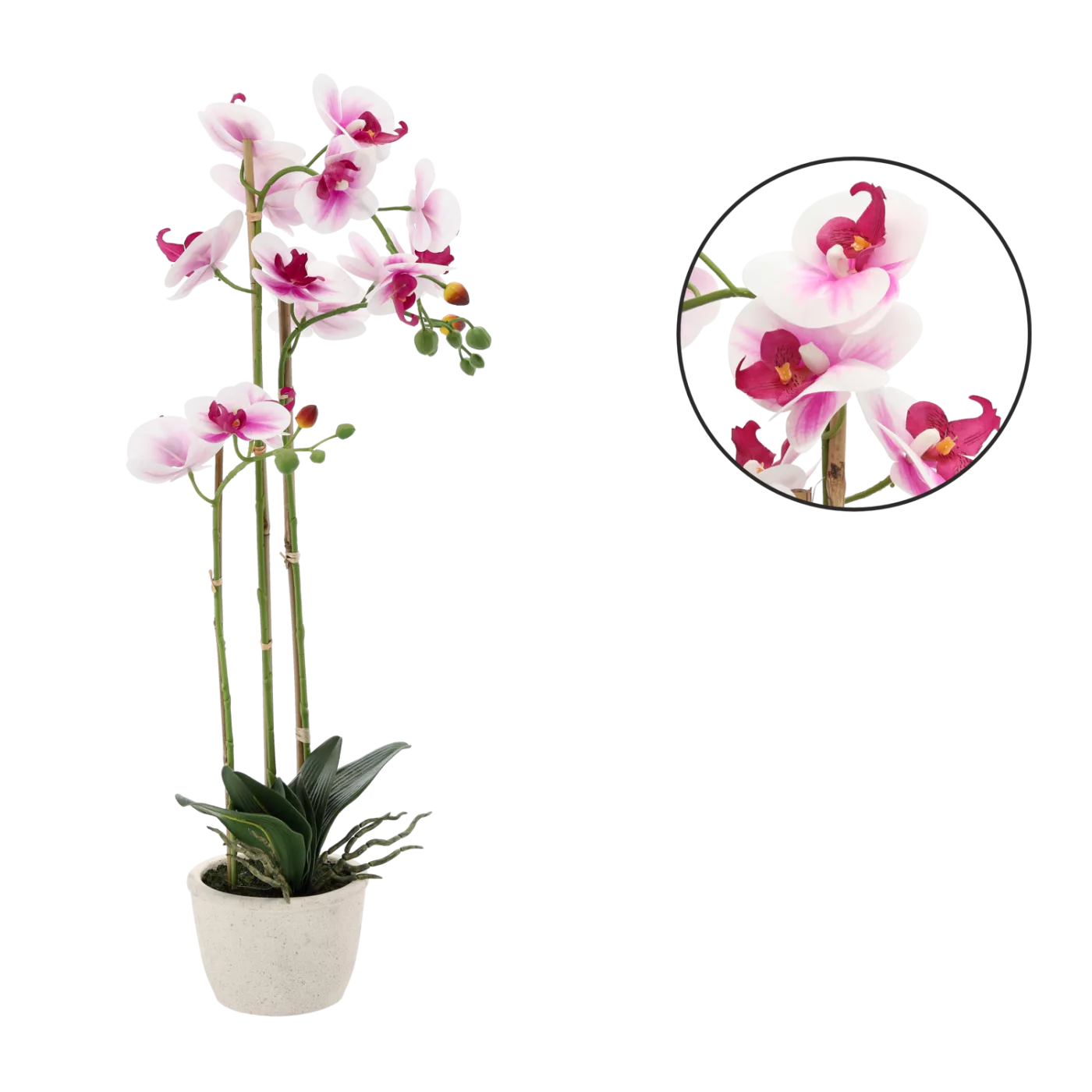Umělá orchidej bílo-růžová 70 cm, balení 2 ks