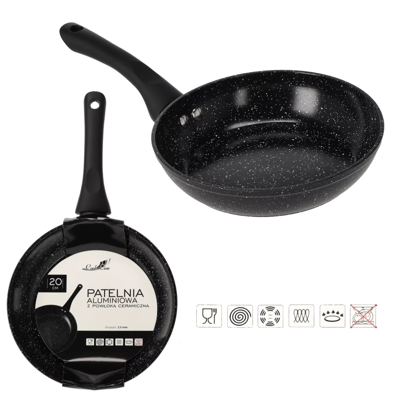 HLINÍKOVÁ PÁNVIČKA 20 CM 2,5 MM S KERAMICKÝM POVLAKEM (INDUKCE) *6382