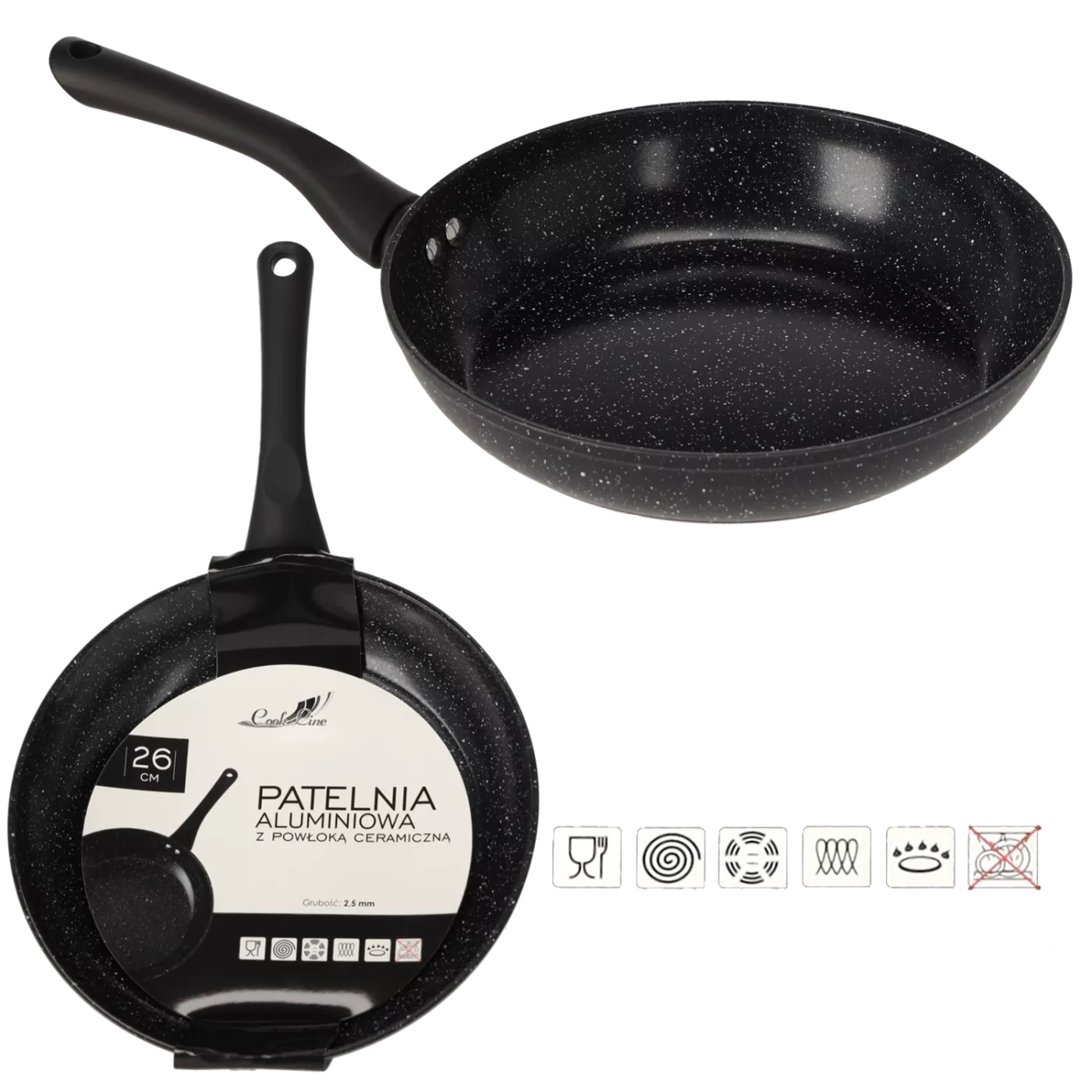 HLINÍKOVÁ PÁNVIČKA 26 CM 2,5 MM S CERAMICKÝM POVLAKEM (INDUKCE) *6412