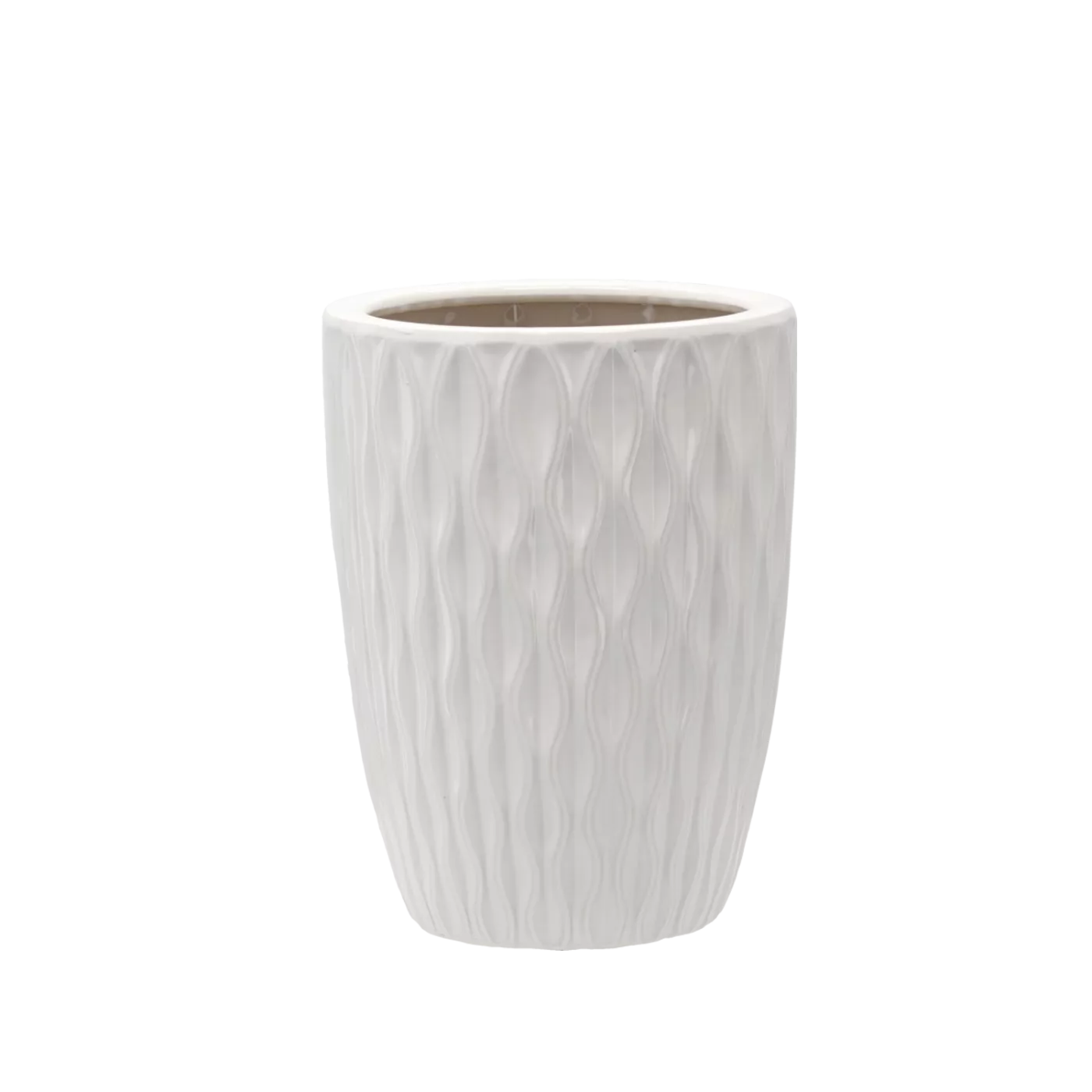 Obal na kvetináč keramický 24,5 x 24,5 x 33 cm biely lesk