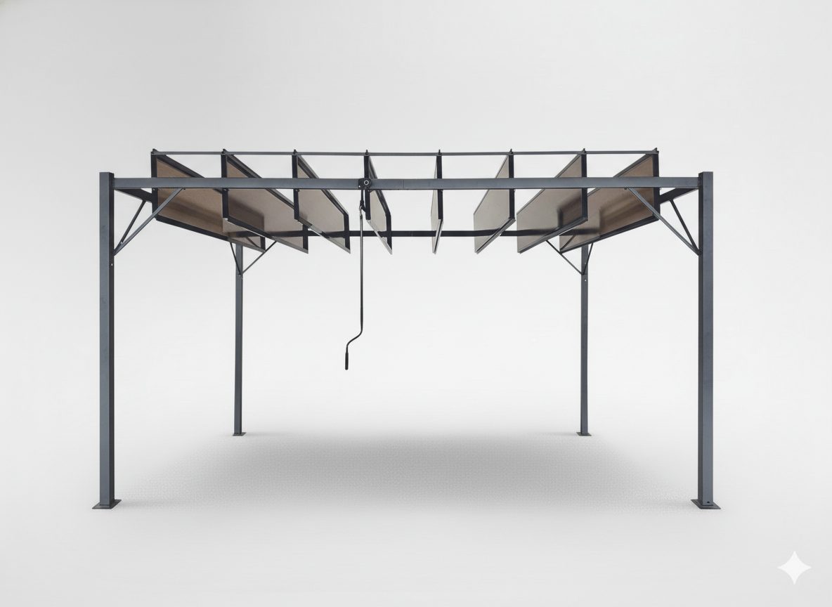 Zahradní pergola bioklimatická 3 x 4 m s pohyblivými lamely hnědá