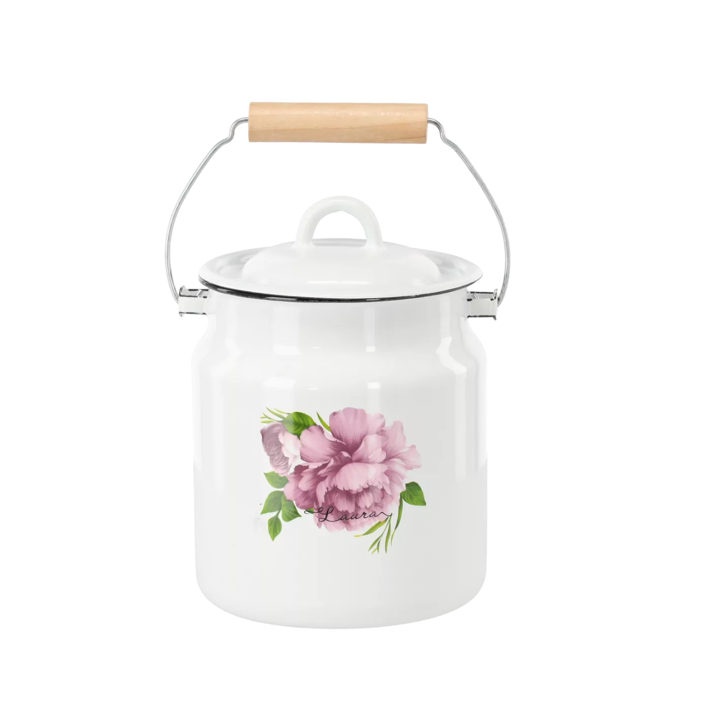 KANYKA EMALIOVANÁ 3,3 L 16 CM BÍLÁ PIVOŇKA LAURA Z/P *2691