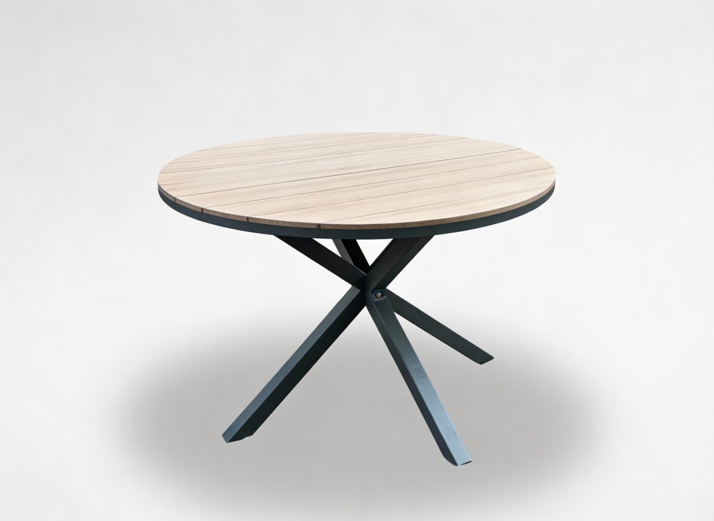 Zahradní stůl hliníkový kulatý s deskou Polywood 111,5 x 73 cm tmavě šedý