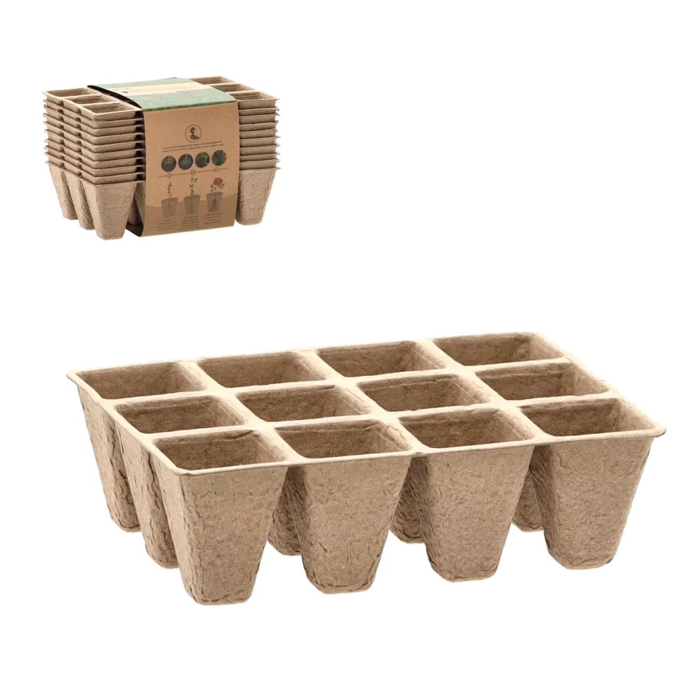 Sada 10 paletek torfových na rozsady 15,5 x 11,5 x 5 cm