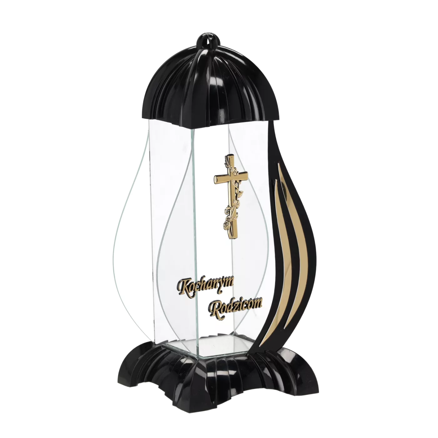 Lampion M s křížem černý 39 cm