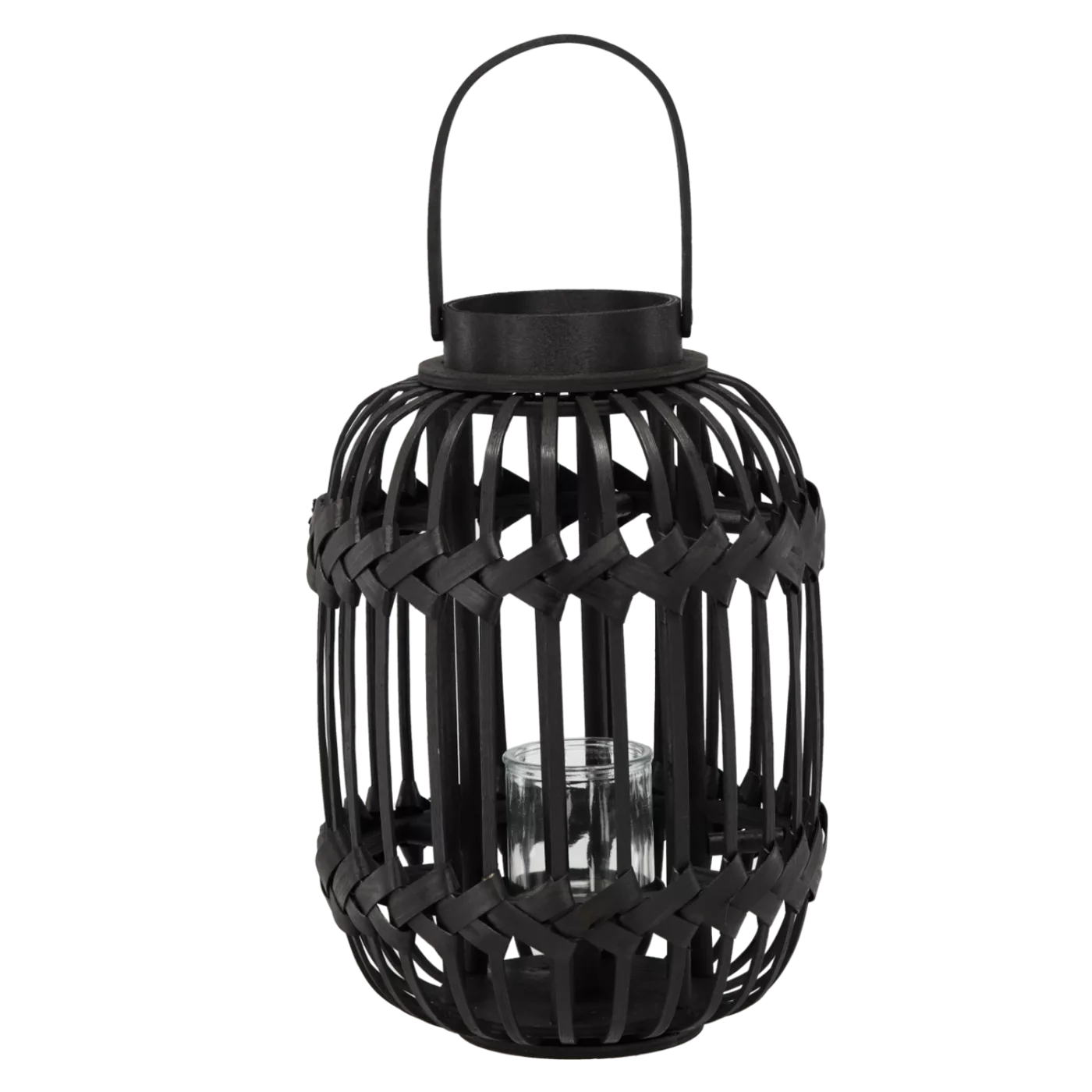 Lampion černý výška 38/51 cm se skleněnou vložkou