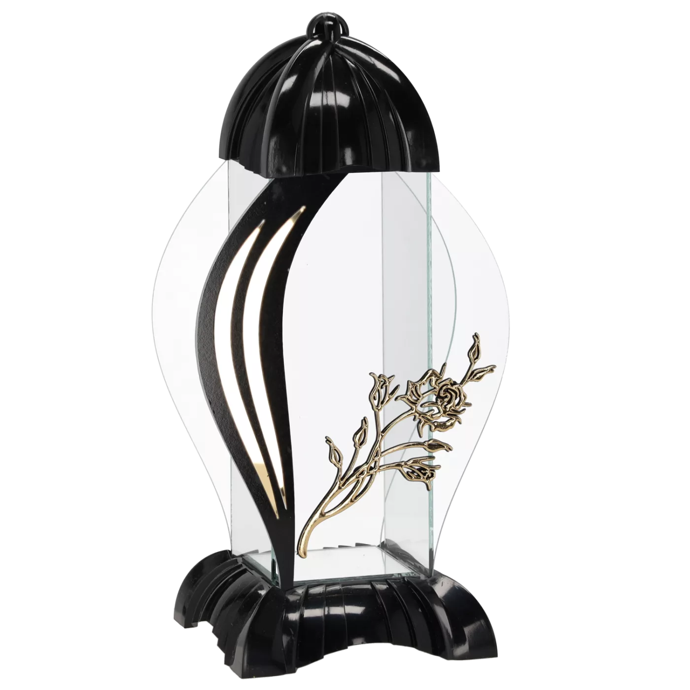 Lampion M růže černý 39 cm