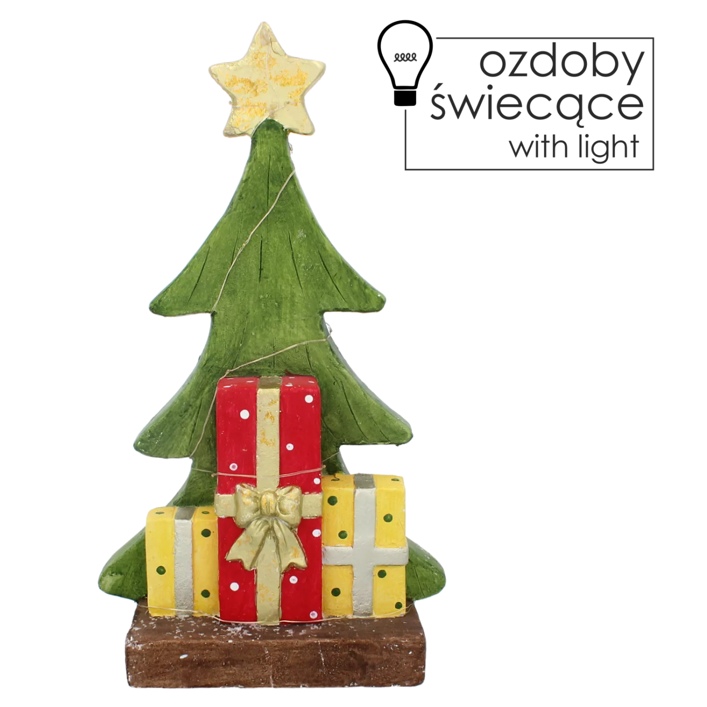 Vánoční figurka - stromek se dárky LED 25,5 x 13,5 x 45,5 cm