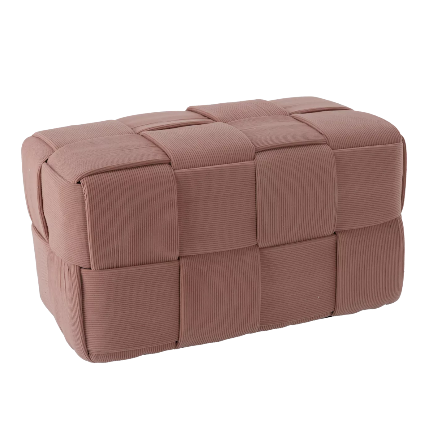 Pufa obdélníková pletená 72 × 38 × 38 cm růžová