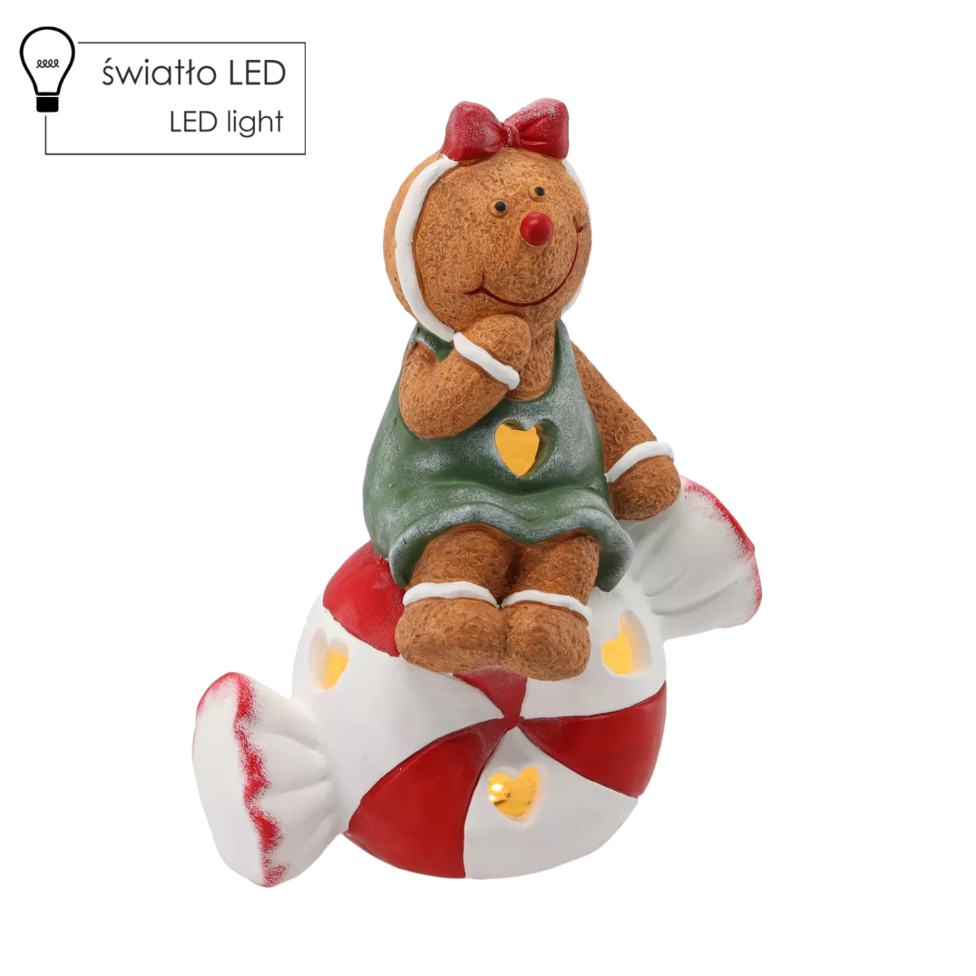 Vánoční figurka perníkový panáček na cukrovince s LED 26,5 × 15 × 35 cm