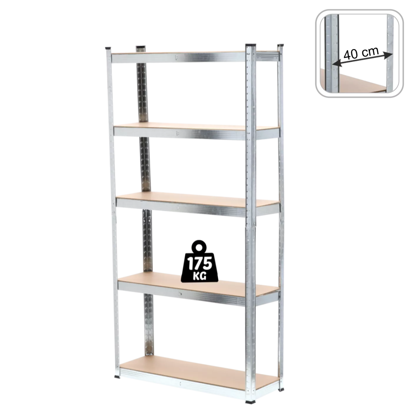Regál pětipatra 180 x 90 x 40 cm, nosnost 175 kg na polici