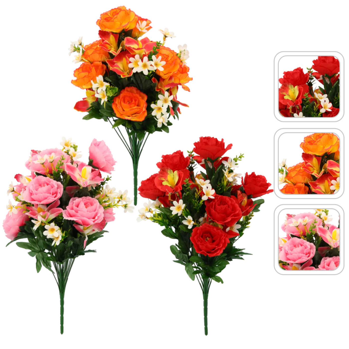 Umělá gáluszka – kytice růží a orchidejí 52 x 27 x 27 cm barevný mix