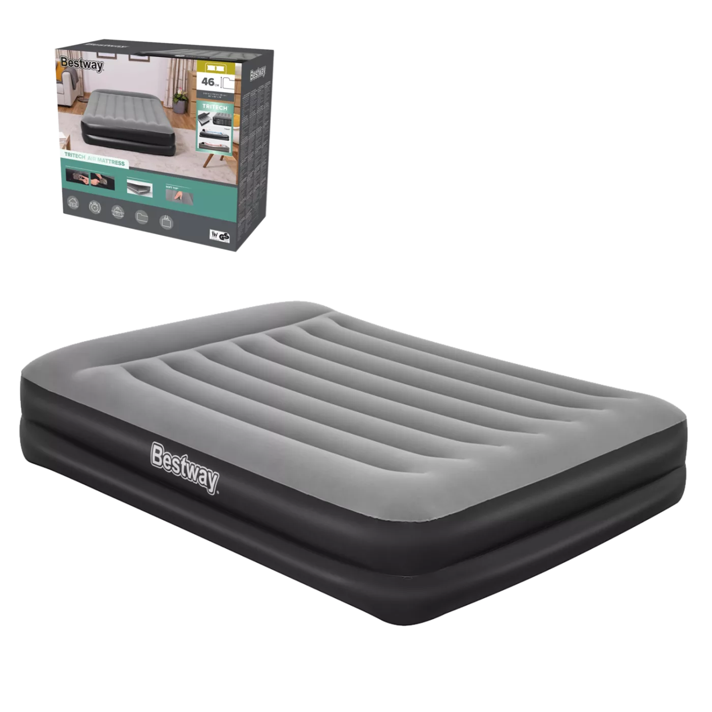 Nafukovací postel dvoulůžková 203 x 152 x 46 cm s elektrickým čerpadlem Bestway