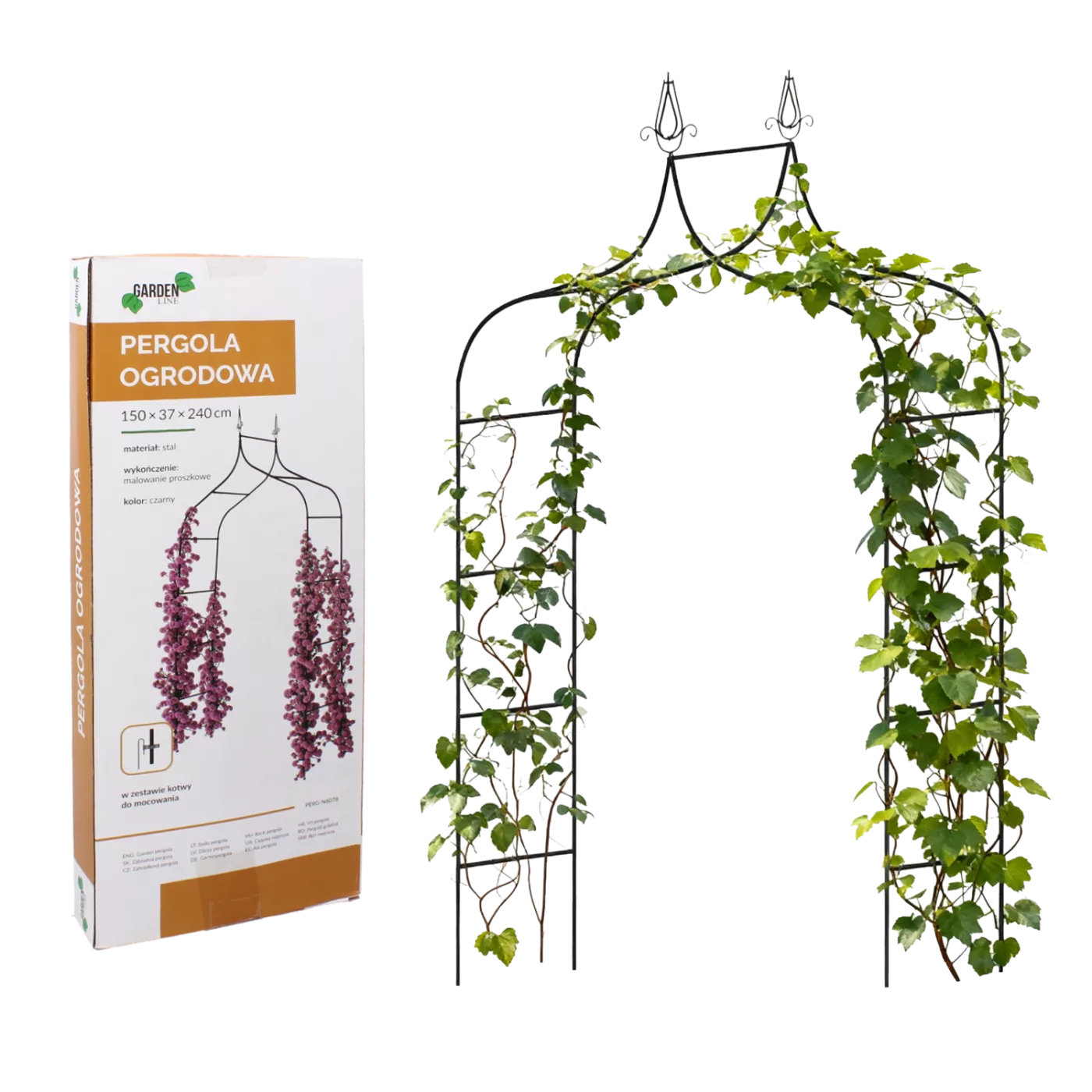 Zahradní pergola 150 x 37 x 240 cm s kotvami